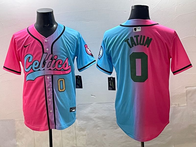 Men 2025 Boston Celtics #0 Tatum Blue pink Nike NBA Jersey style 03